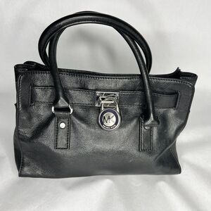 Michael Kors Hamilton Padlock Black Leather Tote Bag